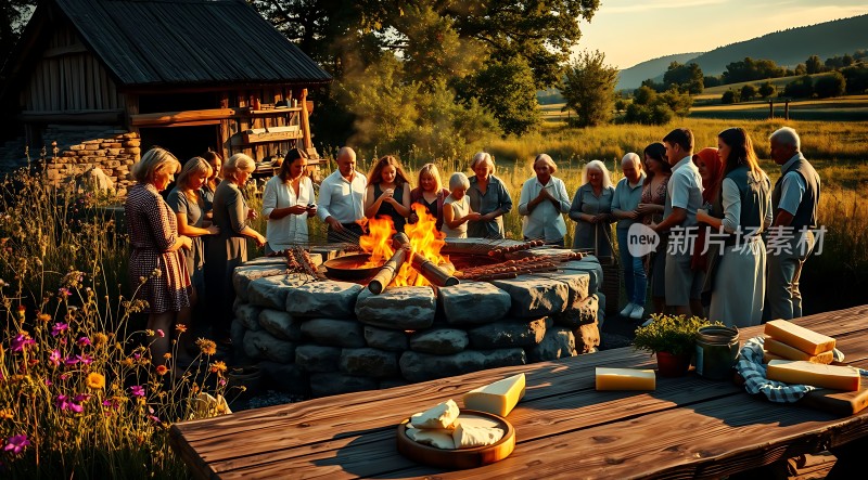 篝火晚宴温馨聚会自然风光户外休闲