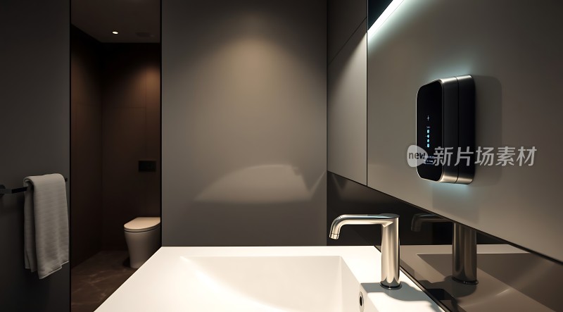 现代浴室设计简约风格洗手台与马桶