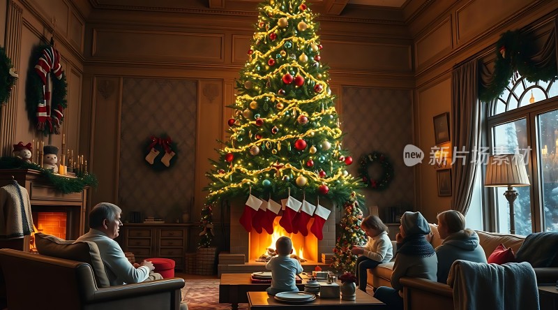 温馨圣诞夜家人围炉话家常