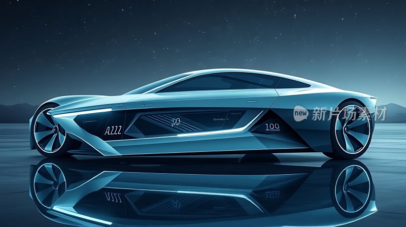 未来科技座驾蓝色流线型跑车