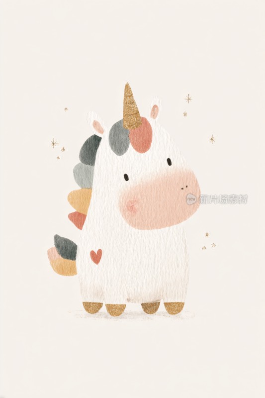 可爱卡通独角兽插画