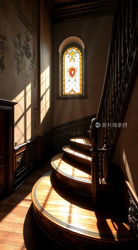 阳光下的复古楼梯