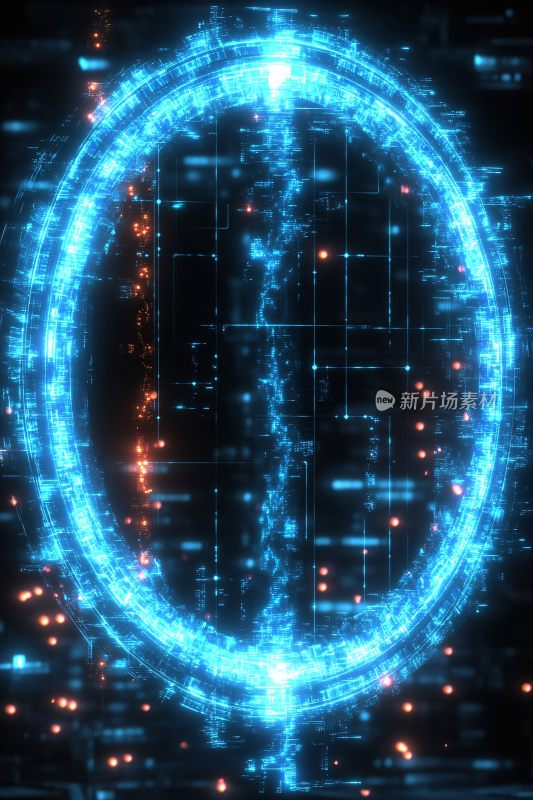 科技感蓝色光效环形图案