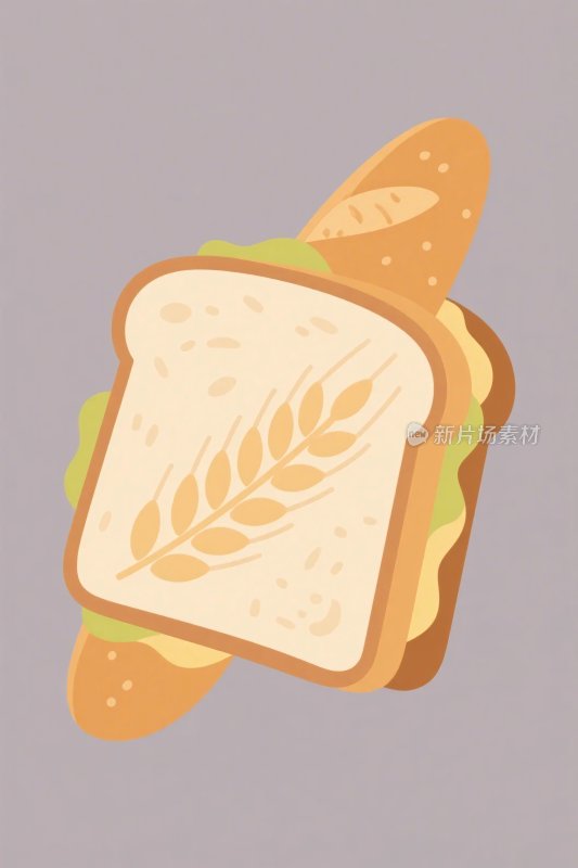 卡通三明治插画