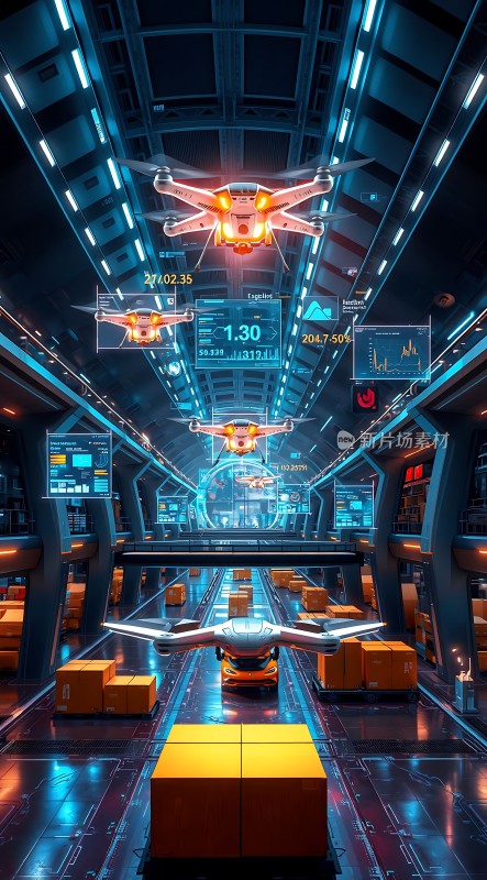 未来科技仓库无人机与智能物流系统