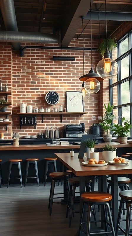砖墙咖啡店温馨一角