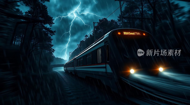 暴风雨夜下的疾驰列车