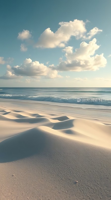 阳光下的沙滩与海洋