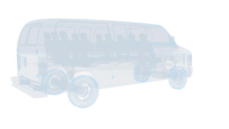 六座轿车汽车 科幻透明 交通工具面包车