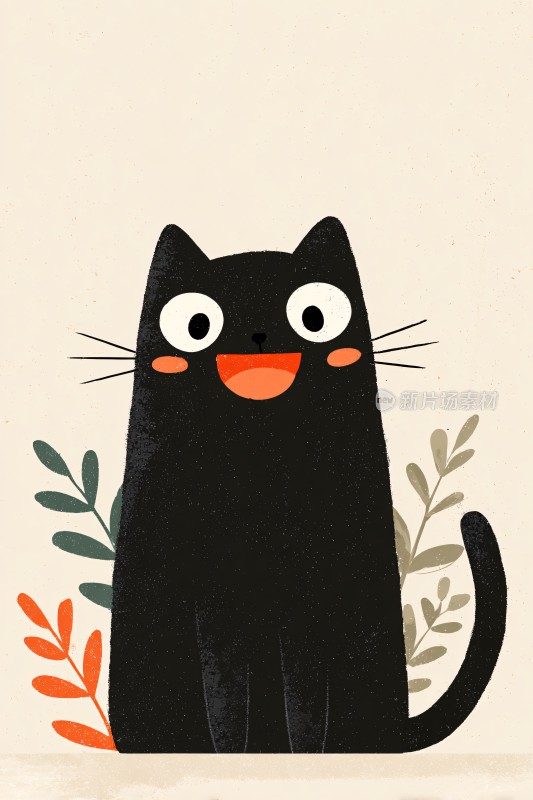 可爱黑猫插画