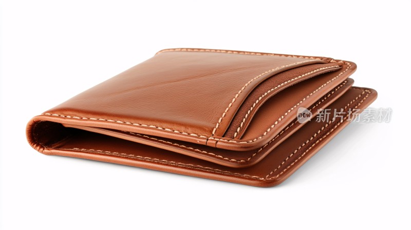棕色皮质钱包特写