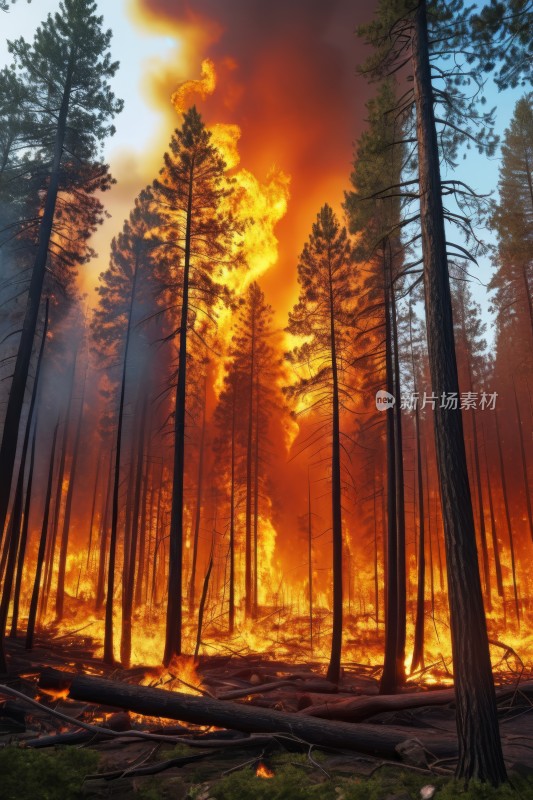 当森林大火燃烧时可火焰高清风景图片