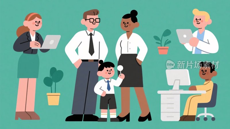 办公场景卡通插画