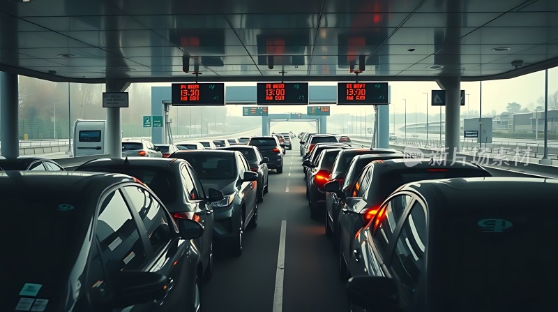 高速路收费处堵车
