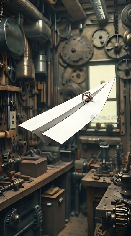 机械车间里的纸飞机创意设计