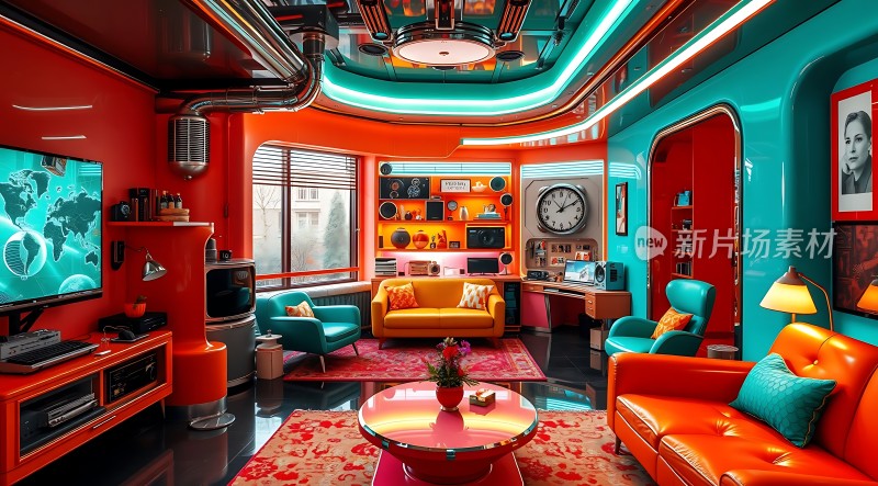 未来主义家居设计色彩鲜艳科技感十足