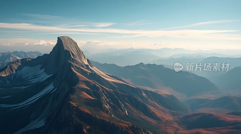 日出时分的巍峨山峰