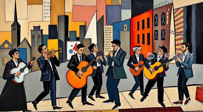 街头音乐家们激情演奏