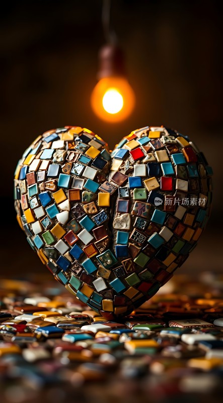 破碎的心形马赛克艺术作品