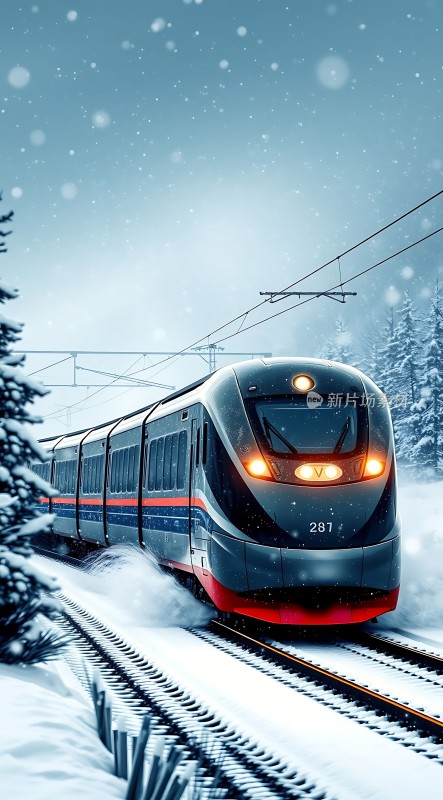 雪地高速列车行驶图