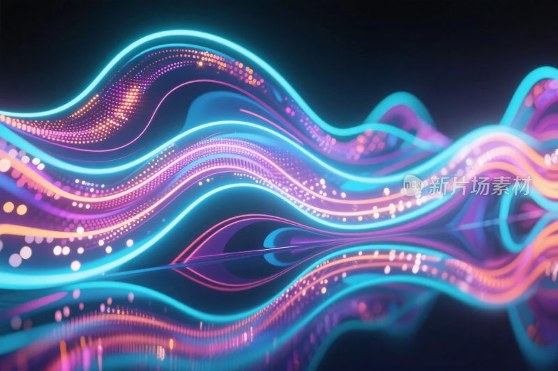 绚丽霓虹波浪插画