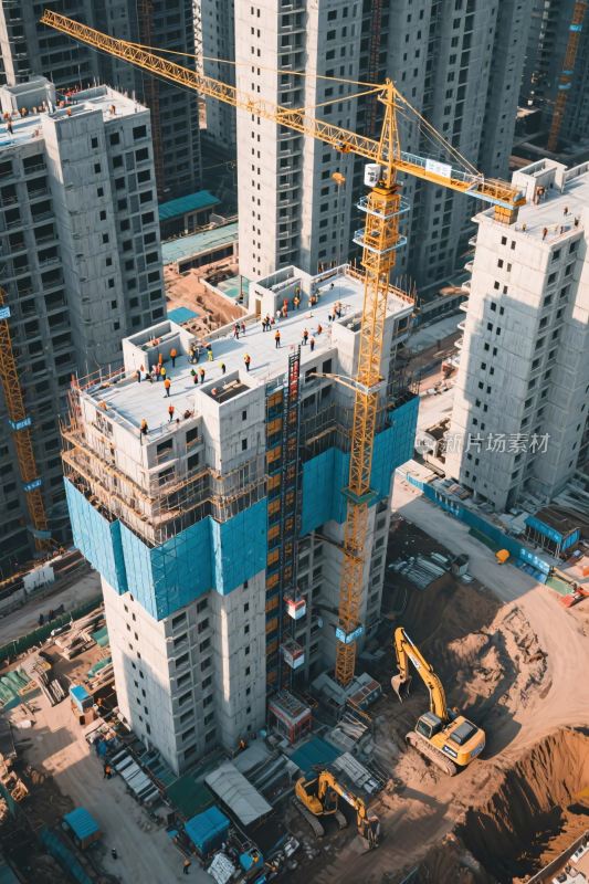 城市建筑施工工地航拍图
