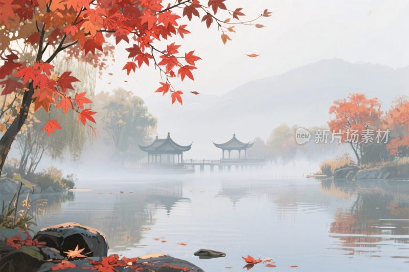 古风山水风景插画