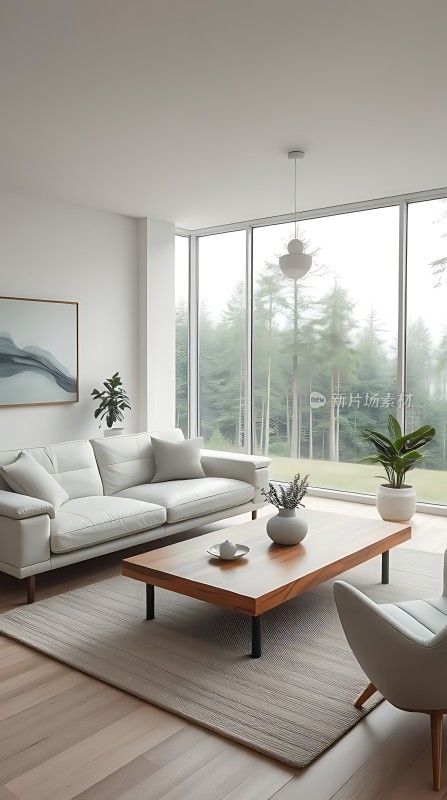 现代简约客厅自然光线充足家具简洁大方
