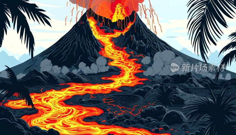 火山爆发轮廓图