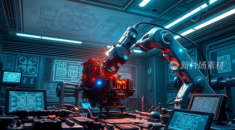 科技实验室中的机械臂操作精密仪器
