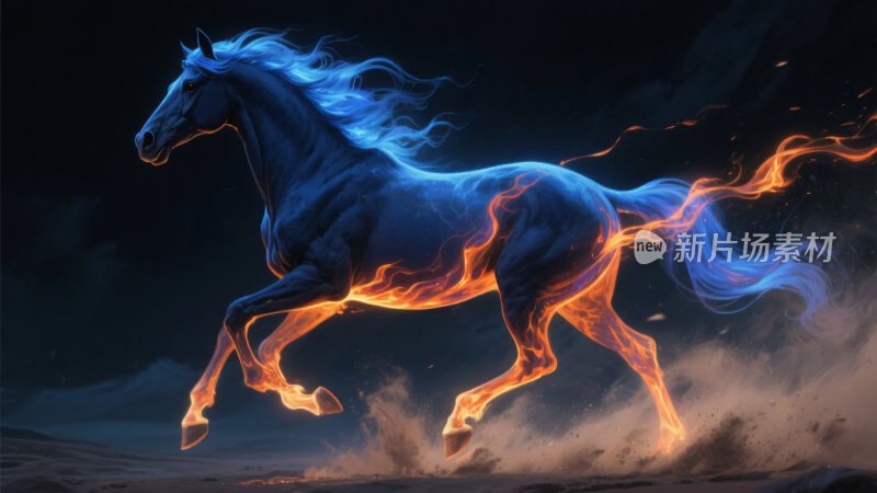 奔跑的火焰骏马插画
