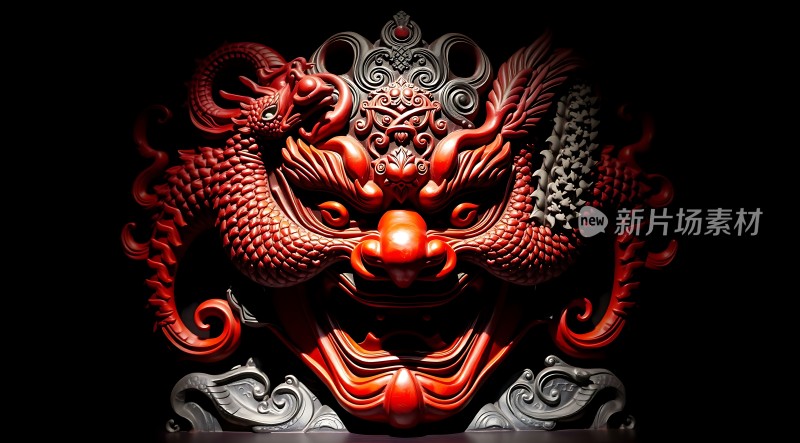 红色龙形面具威武神秘