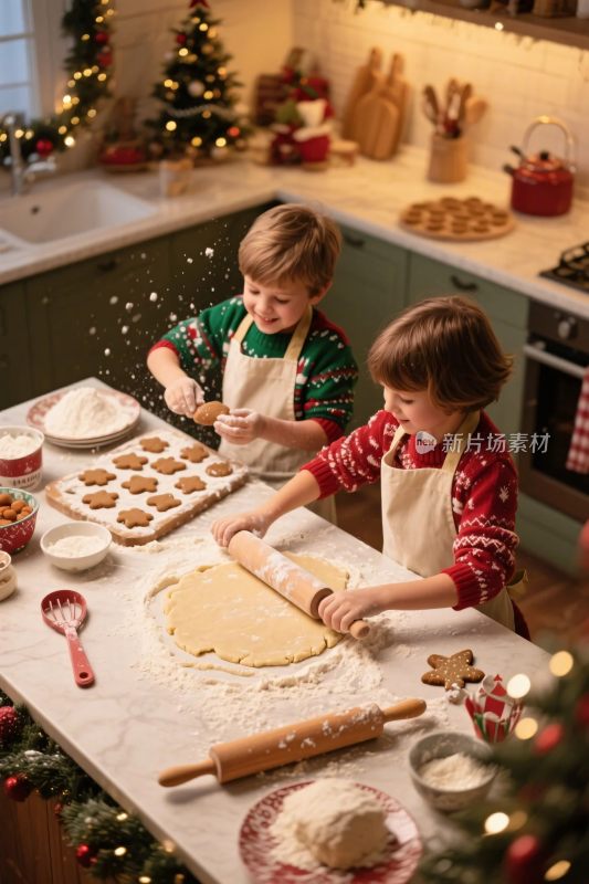 孩子制作圣诞饼干