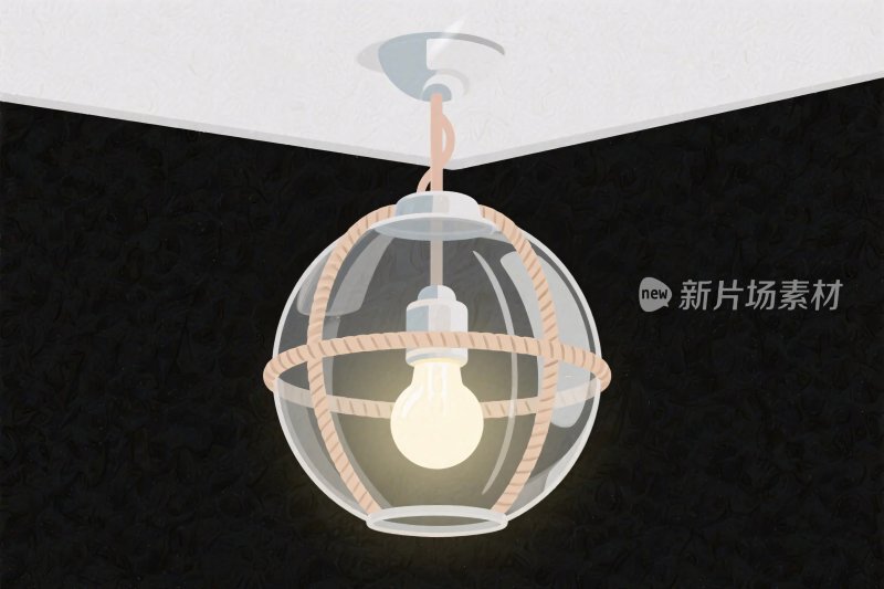 球形绳索吊灯插画