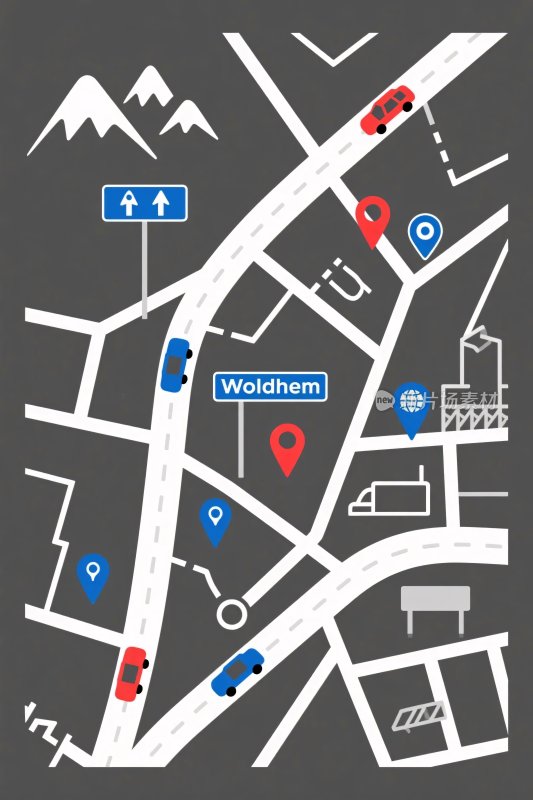 城市导航地图插画