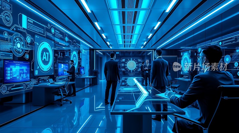 科技感十足的会议室未来主义风格办公环境