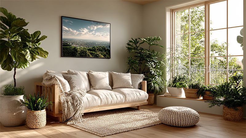 温馨自然的室内绿植客厅