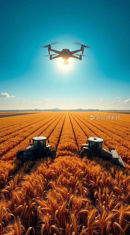 科技助力丰收无人机监控下的联合收割机作业