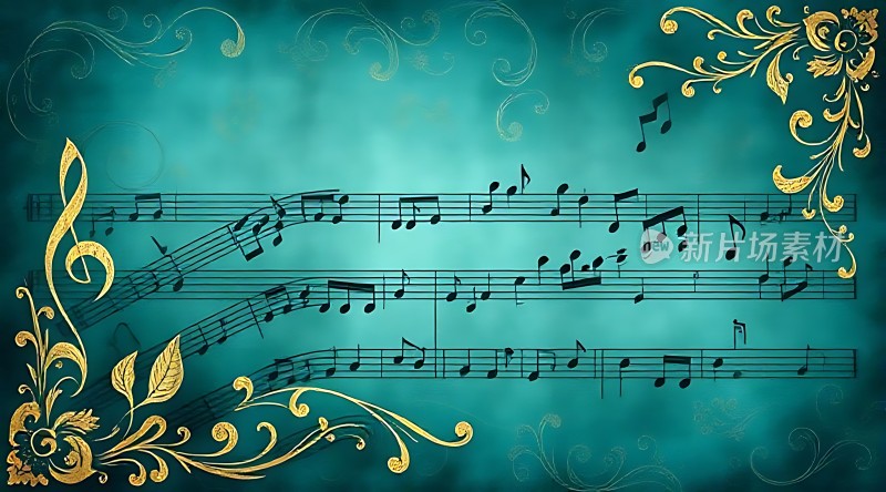 金色音符与乐符