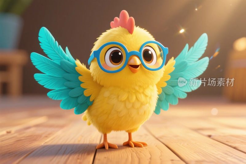卡通小鸡戴眼镜