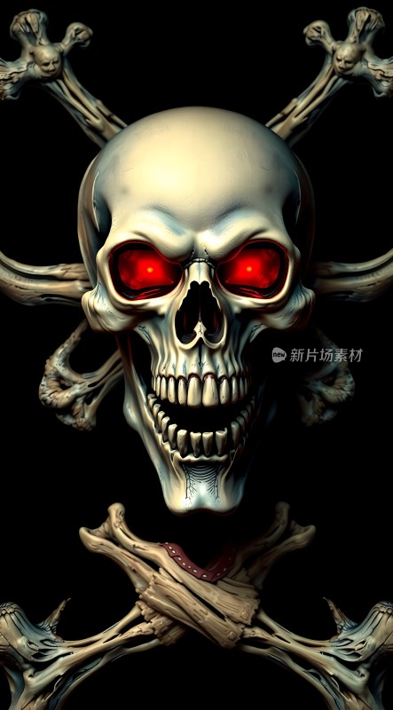 骷髅头骨交叉骨架