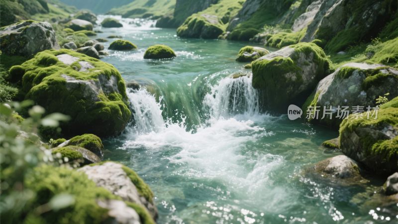 山间溪流潺潺流淌