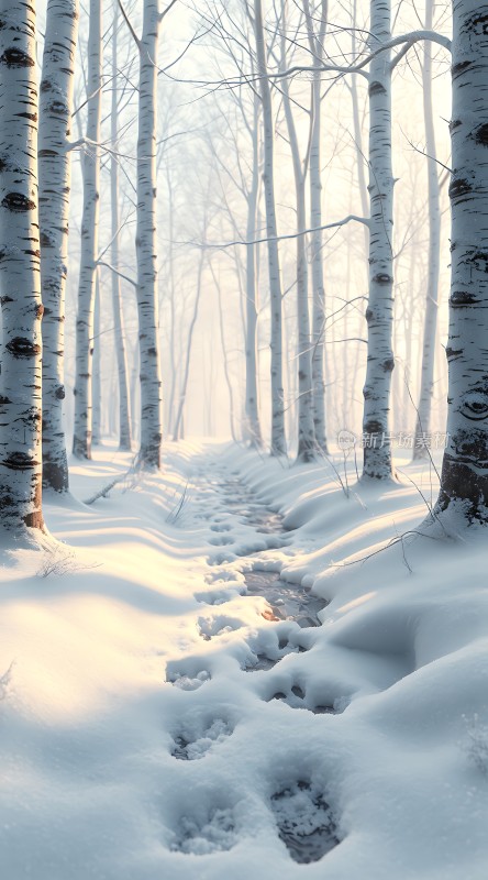 雪地小径上的足迹