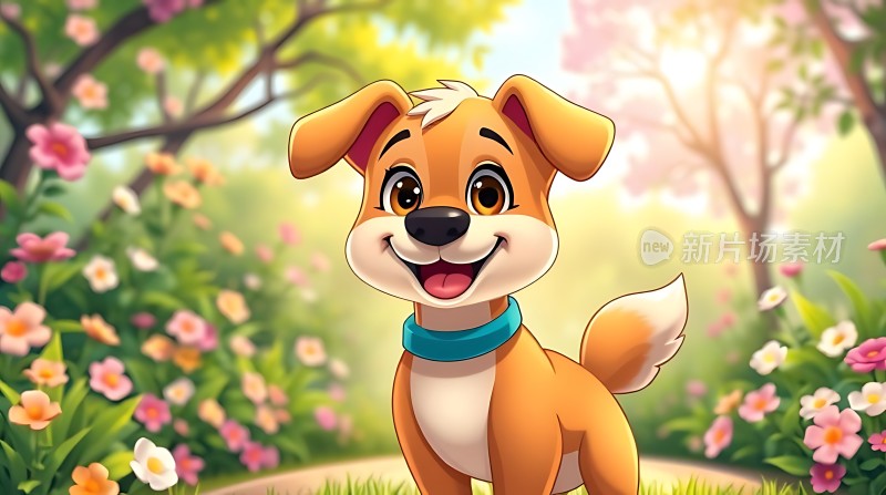 阳光下的快乐小狗