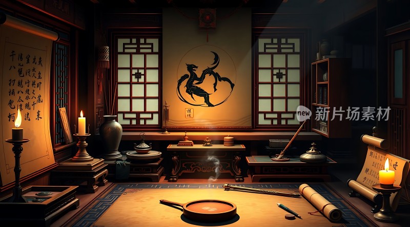 古风书房墨香四溢