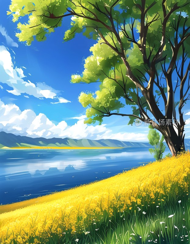 青海湖油菜花景