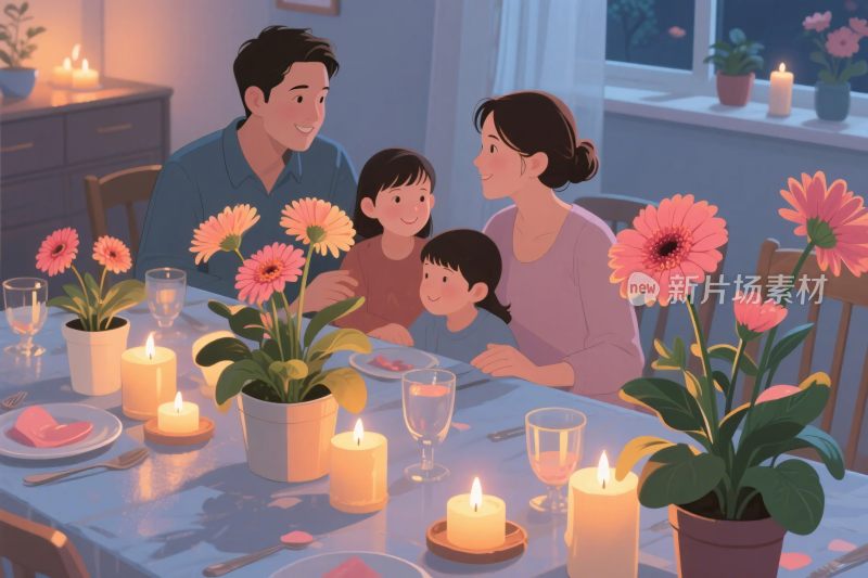 温馨家庭用餐场景