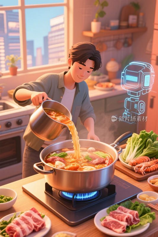 厨房烹饪美食插画