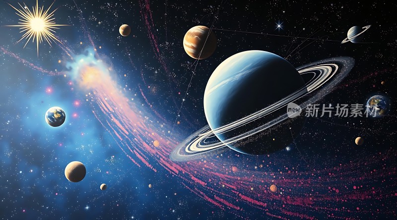 宇宙奇观行星环与星云