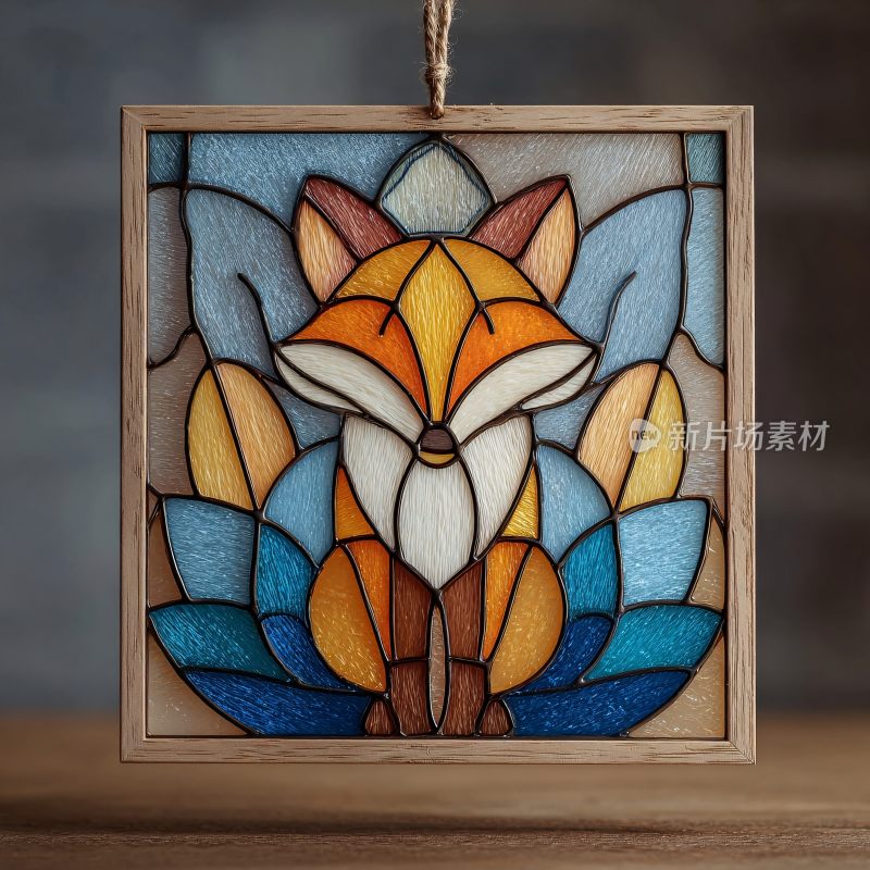 彩色玻璃风格狐狸插画